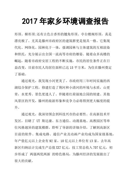2017年家乡环境调查报告