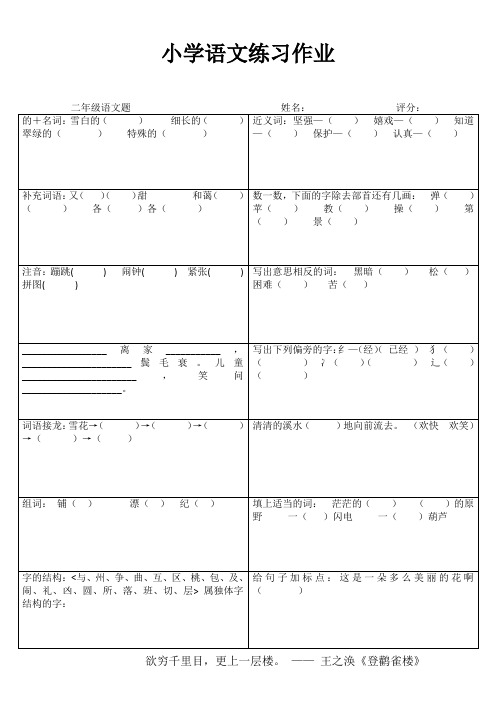 小学二年级语文精题选做VIII (16)