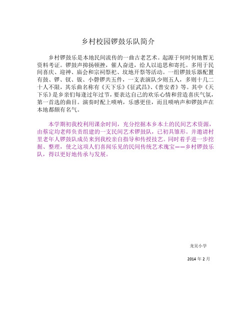 乡村锣鼓队简介