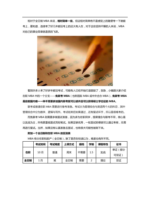 在职mba好考么