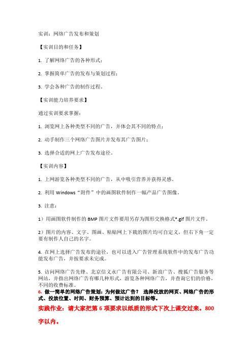 实训：网络广告和策划