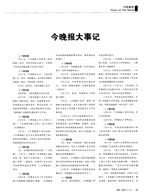 今晚报大事记