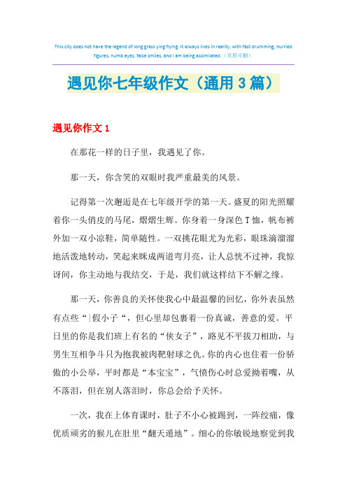 遇见你七年级作文(通用3篇)