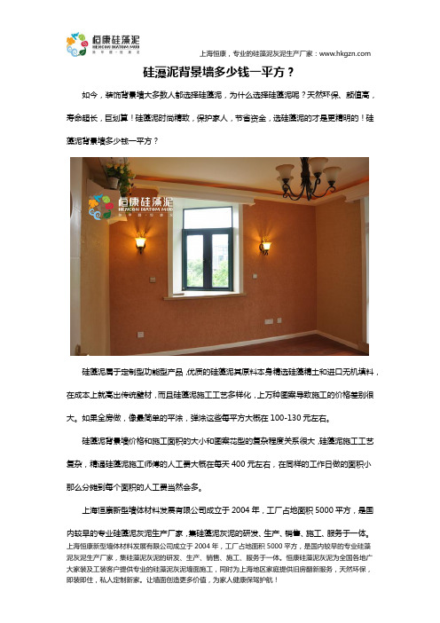 硅藻泥背景墙多少钱一平方？