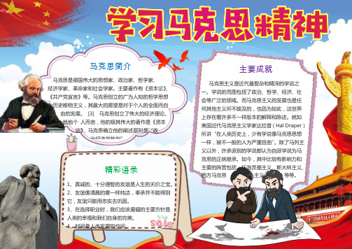 学习马克思精神小报手抄报word模板【文字可编辑word格式模板】