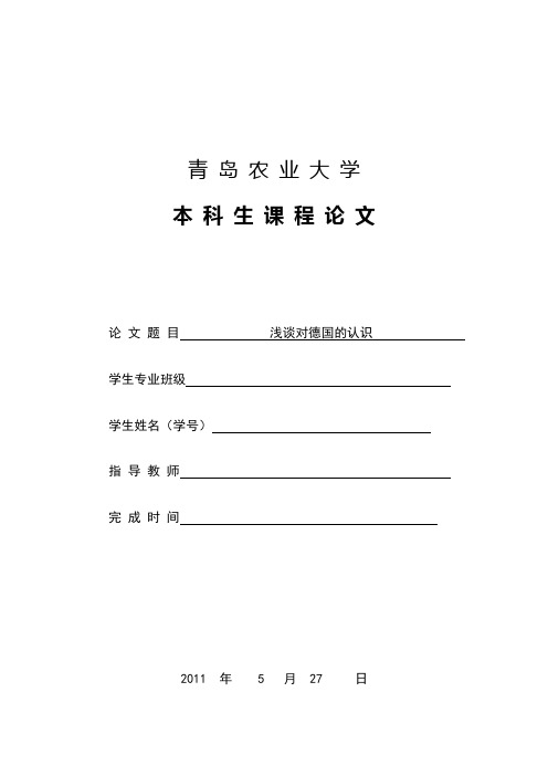 德国国情与文化论文(1)