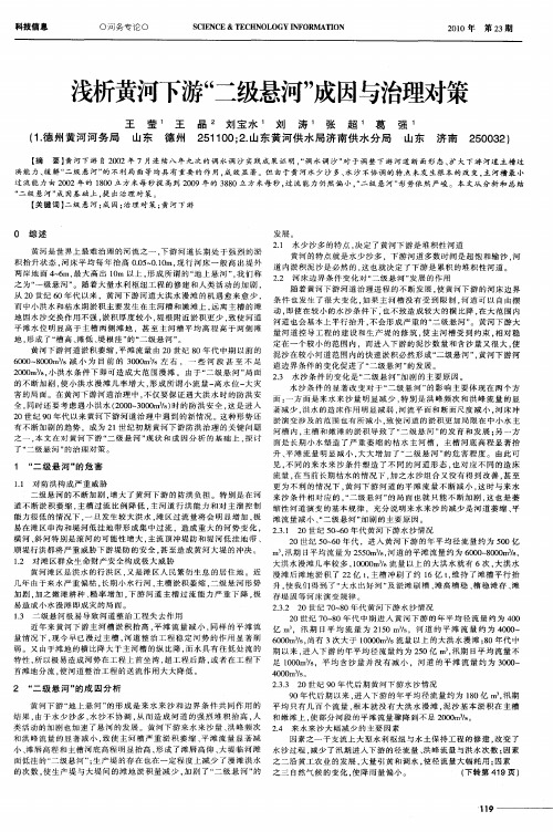 浅析黄河下游“二级悬河”成因与治理对策