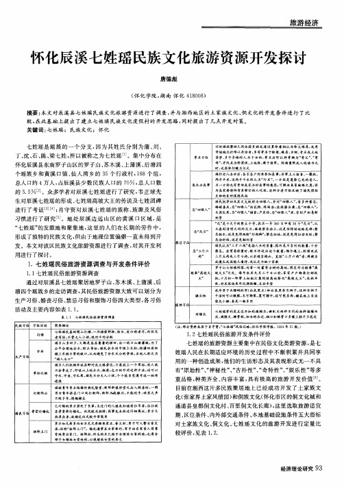 怀化辰溪七姓瑶民族文化旅游资源开发探讨