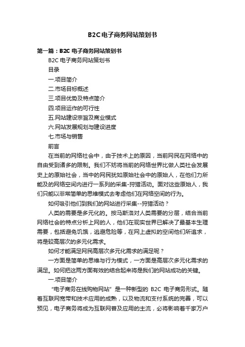 B2C电子商务网站策划书