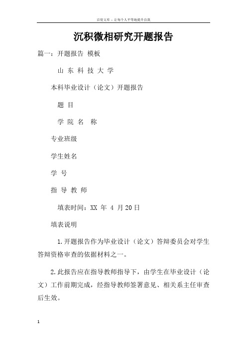 沉积微相研究开题报告