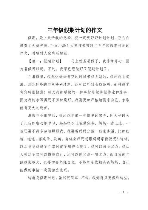 三年级假期计划的作文