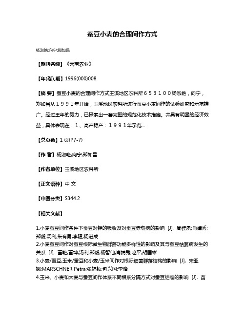 蚕豆小麦的合理间作方式