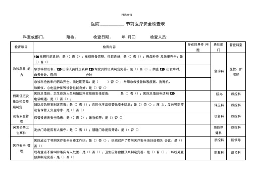 医疗安全检查表