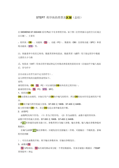 STEP7 程序块的类型及区别(总结)