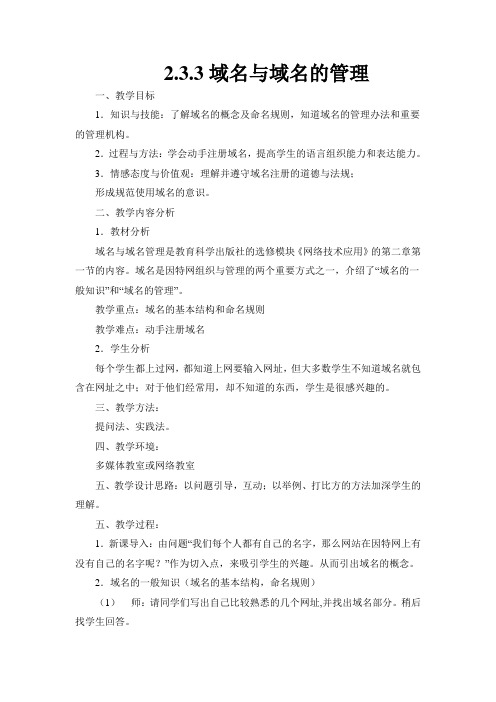 2.1域名与域名的管理教案