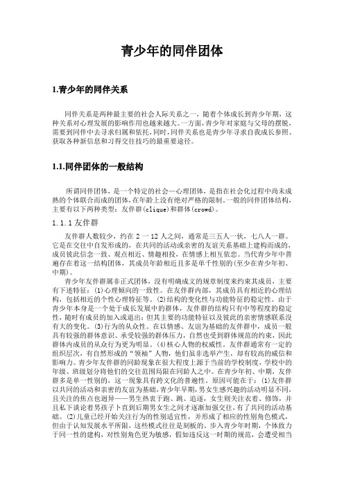 青少年的同伴团体