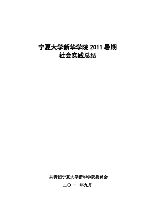宁夏大学新华学院2011暑期社会实践总结