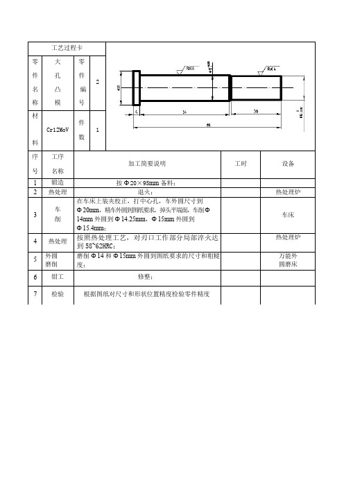 模具设计与制造工艺卡片