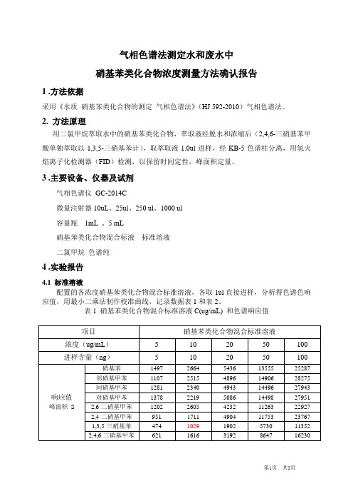 水质 硝基苯类化合物分析方法确认报告