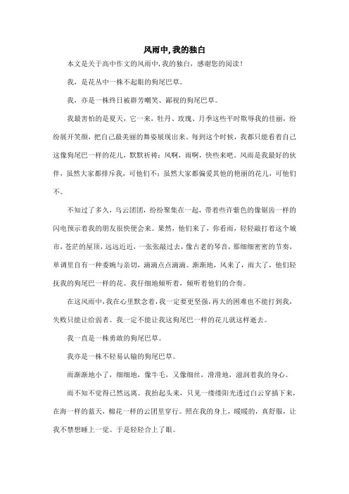 风雨中,我的独白_高中作文