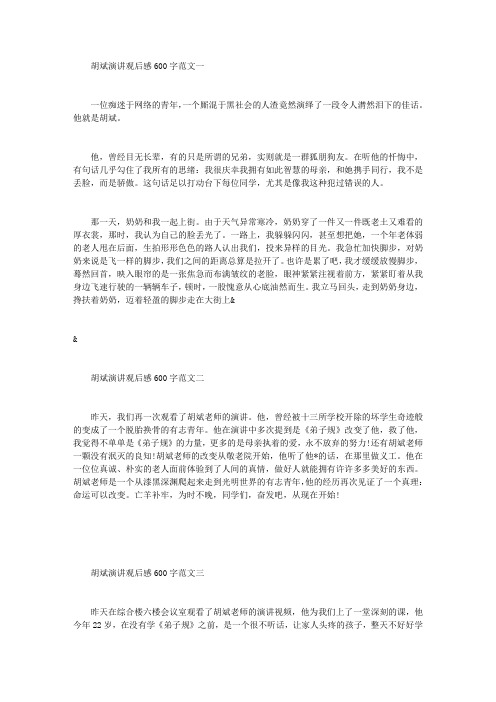 胡斌演讲观后感600字