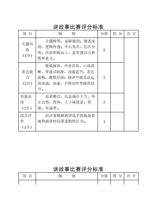 讲故事比赛评分标准