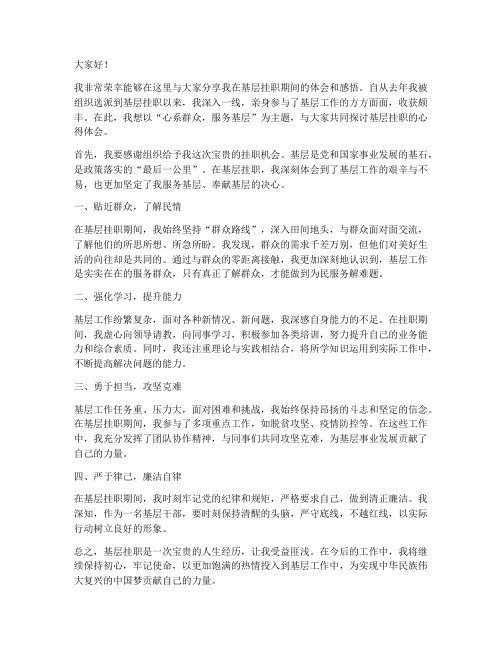 基层挂职体会发言稿范文
