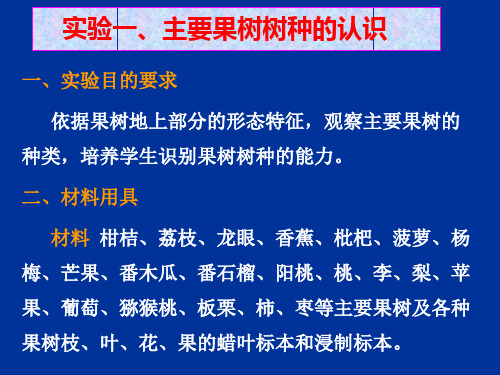 实验一主要果树树种的认识