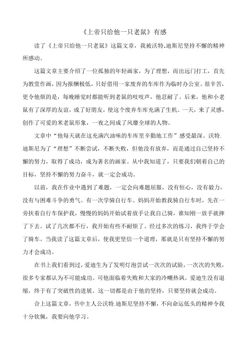 上帝只给他一只老鼠读后感
