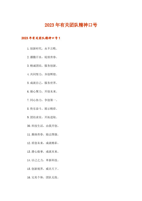 2023年有关团队精神口号