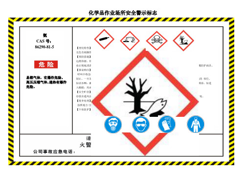 氨化学品作业场所安全警示标志牌