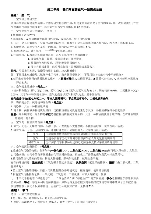 九年级上册化学第二单元知识点总结-整理讲课教案