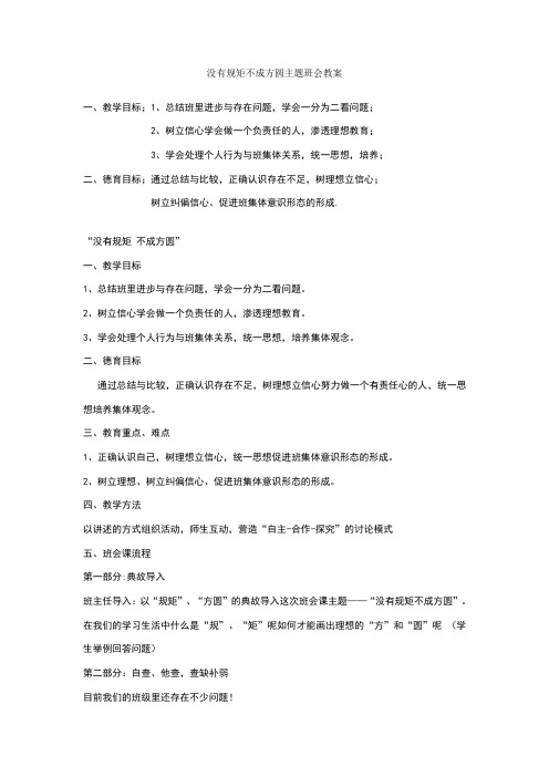 没有规矩不成方圆主题班会教案