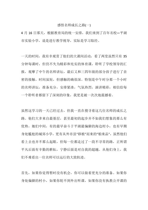 感悟名师成长之路(一)