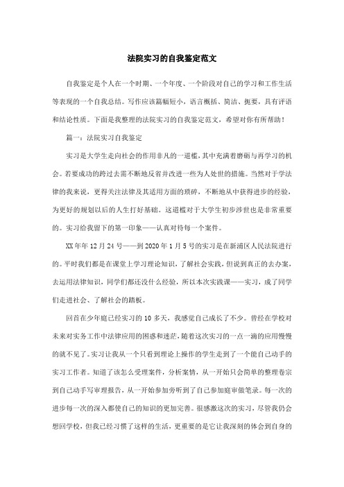 法院实习的自我鉴定范文