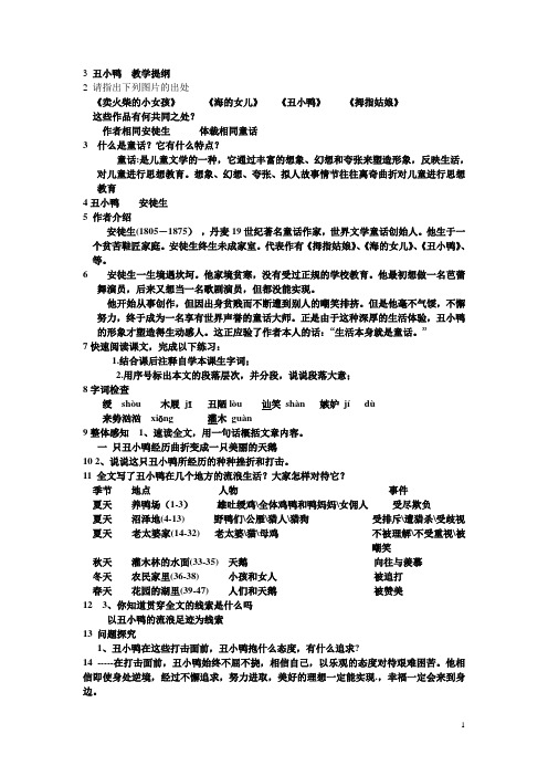 3 丑小鸭  教学提纲