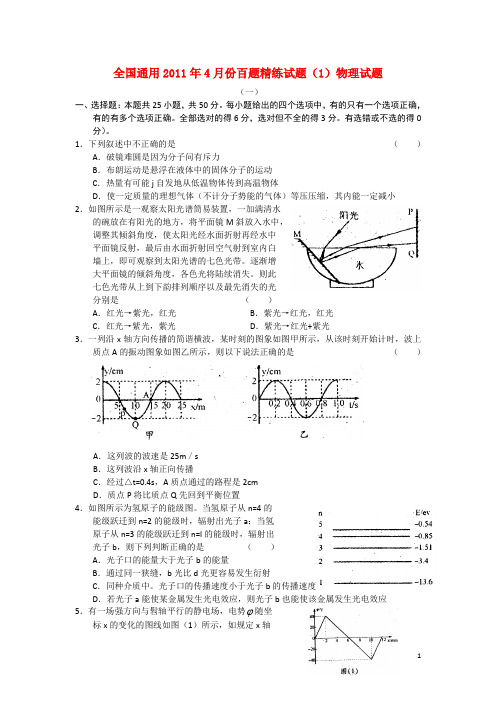 2011年4月份高考物理 百题精练试题(1)全国通用