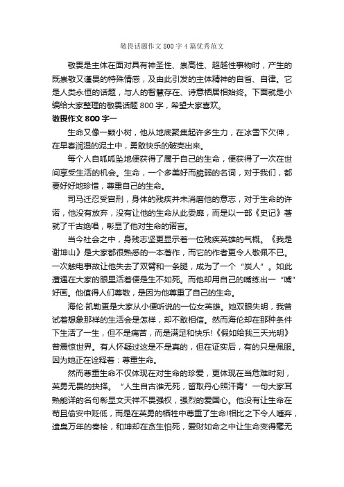 敬畏话题作文800字4篇优秀范文_高考话题作文_