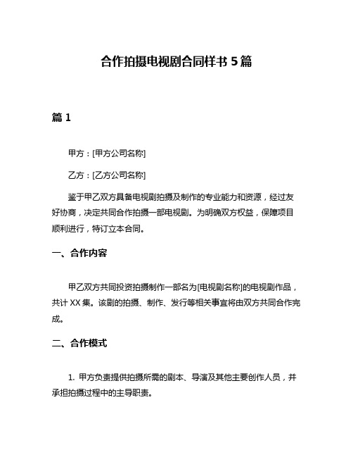 合作拍摄电视剧合同样书5篇