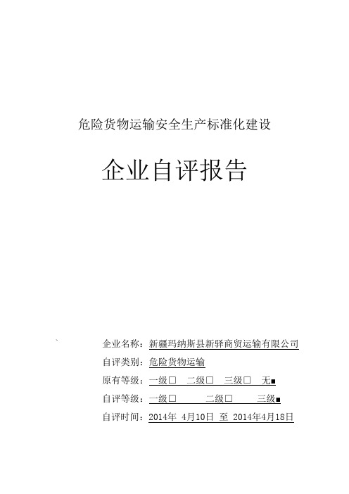 道路危险货物运输企业自评报告