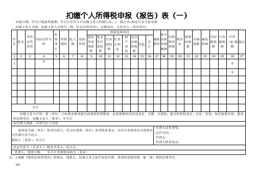 个人所得税申报表