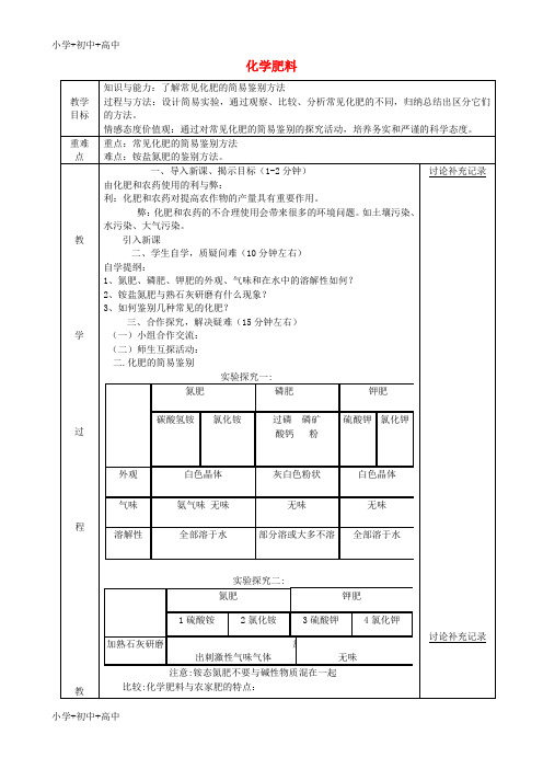 教育最新2018届九年级化学下册第11单元盐化肥11.2化学肥料第2课时教案新版新人教版