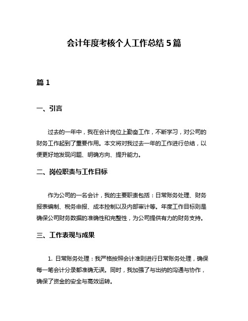 会计年度考核个人工作总结5篇