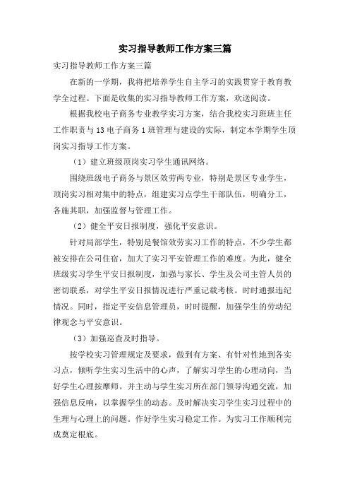 实习指导教师工作计划三篇