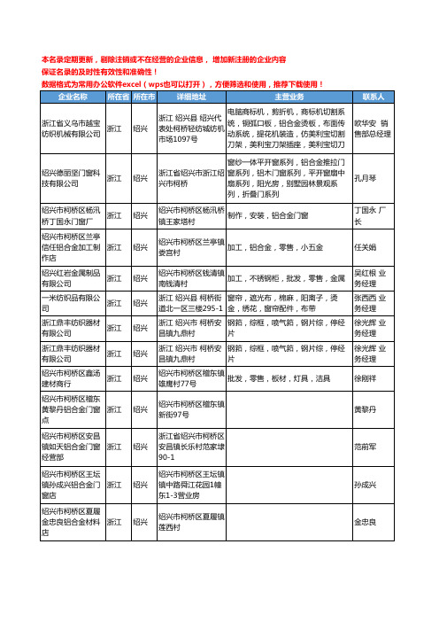 2020新版浙江省绍兴铝合金工商企业公司名录名单黄页大全334家
