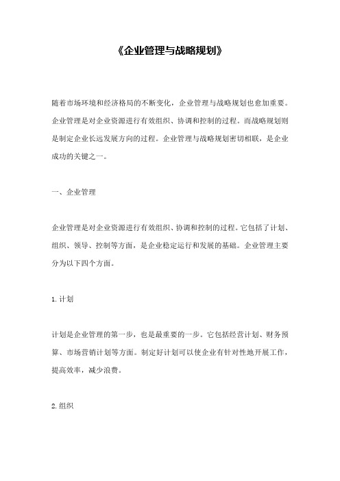 《企业管理与战略规划》