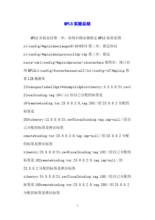 MPLS实验总结