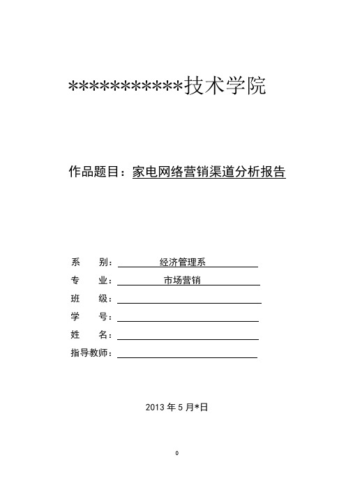 家电网络营销渠道分析报告