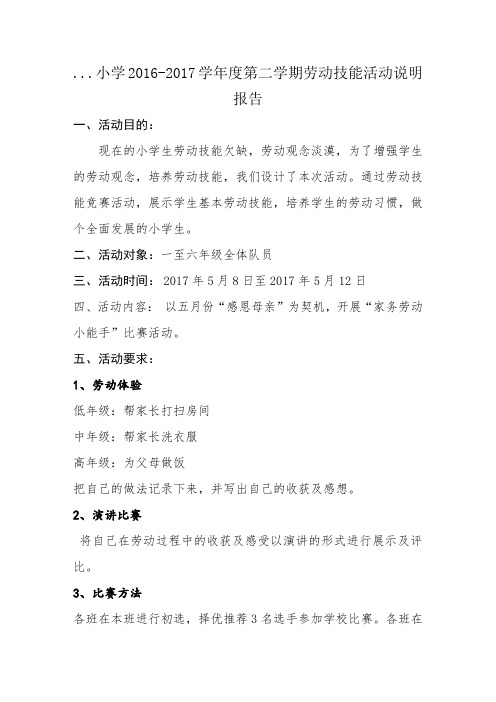 家务劳动小能手劳动技能比赛”说明报告.doc