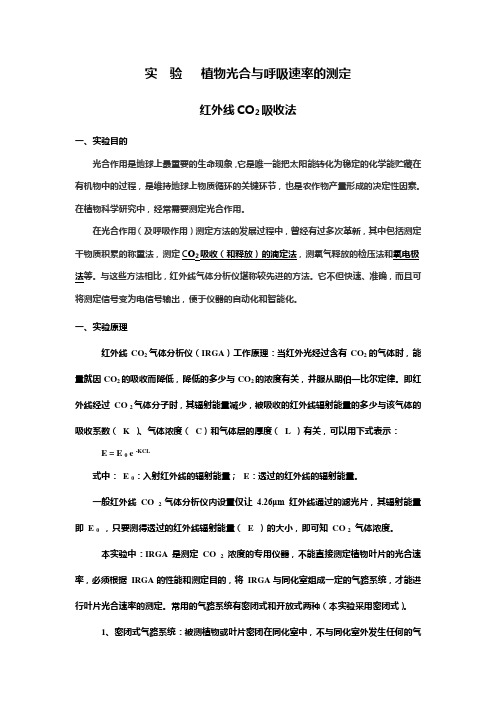 实验三 植物光合与呼吸速率的测定